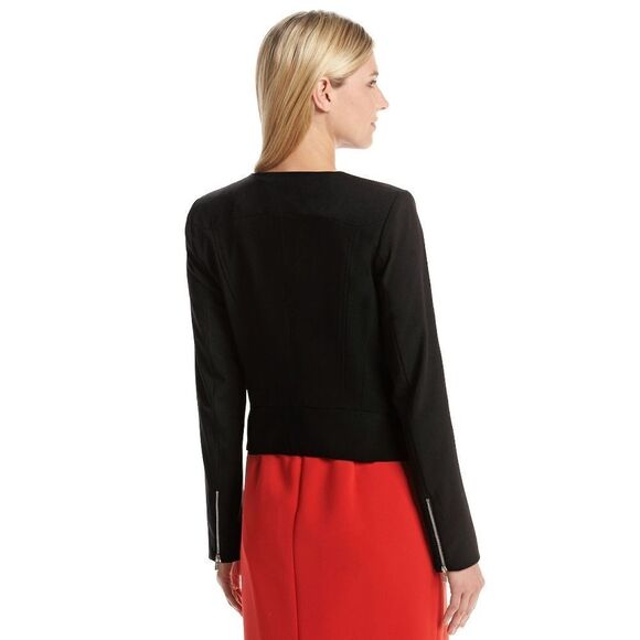 New! CALVIN KLEIN Women's Zipper Embellished Black Open-Front Jacket Size 8 - Picture 3 of 6